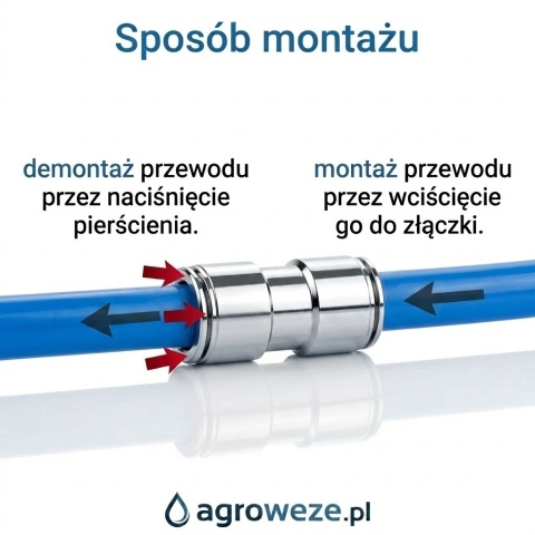 Metalowe kolanko wtykowe 10mm