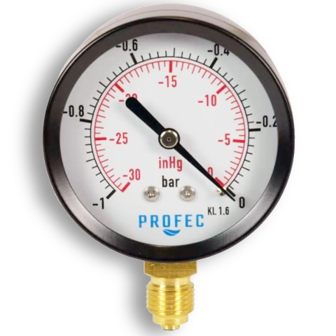 Manometr 0 - 1 bar 63mm, suchy, dolny, GZ1/4" Manometr 0 - 1 bar 63mm, suchy, dolny, GZ1/4"