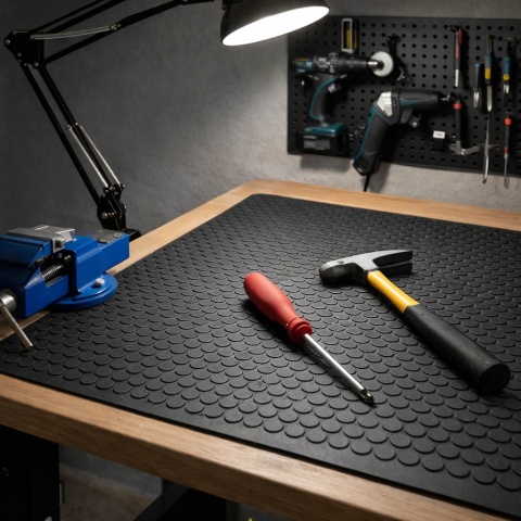 Pas wykładziny gumowej 25x120cm(0,25mb), gr.3mm, molet, metro, w kółka