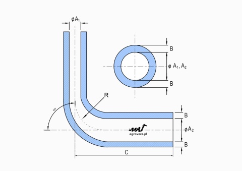Kolanko redukcyjne 90° 42/25x102mm 15,5bar 4,55mm 3wzm.