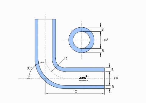 Kolanko silikonowe 90° 89x152mm 8,5bar 5mm 4wzm.