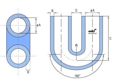 Kolanko silikonowe 180° 152x152mm 6bar 5,5mm 5wzm.