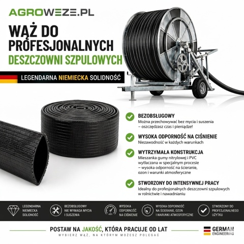 Wąż 10mb płaskowzwijalny fi 120mm do deszczowni szpulowych, powietrza