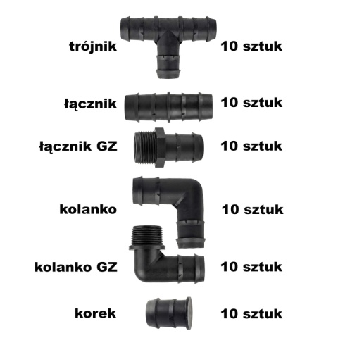 60szt. złączek wciskanych 20mm do nawodnień