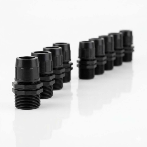 10szt złączek QJ z gwintem 3/4" do rur 20mm, z nakrętkami